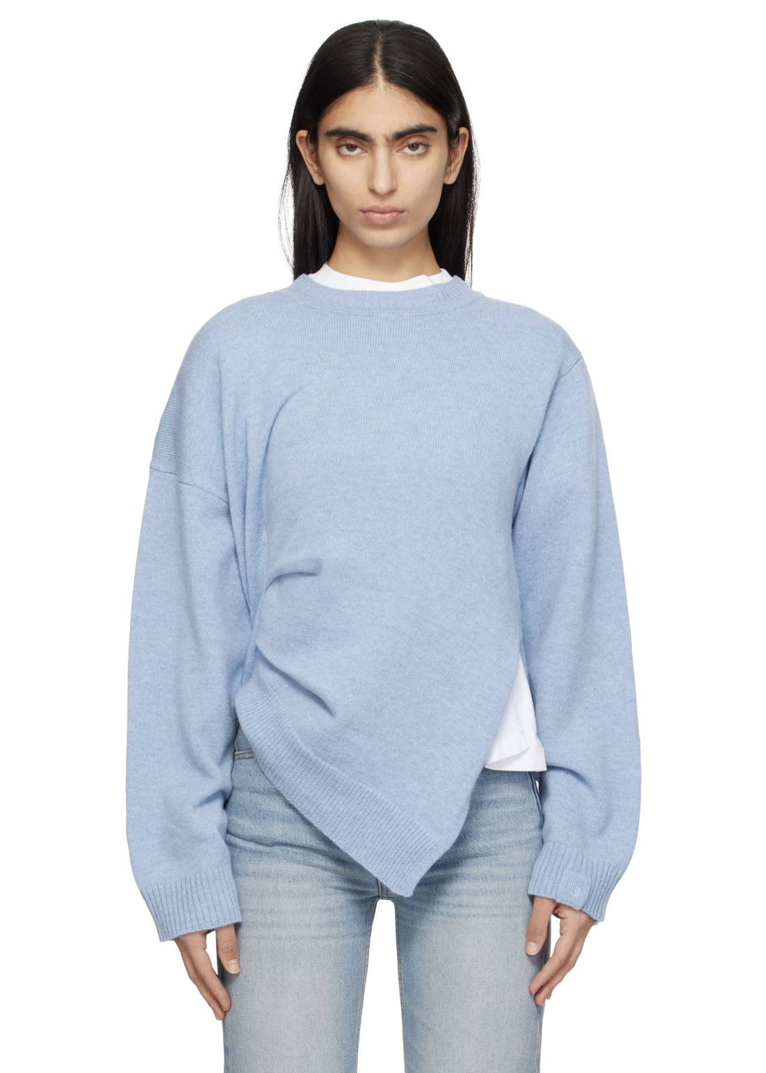 블루 메리노 울 스웨터