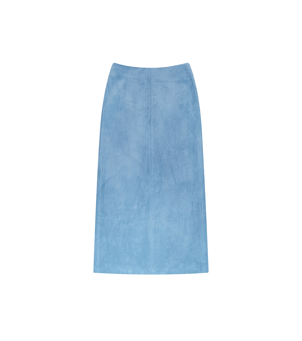 키노 자수 스웨이드 맥시스커트