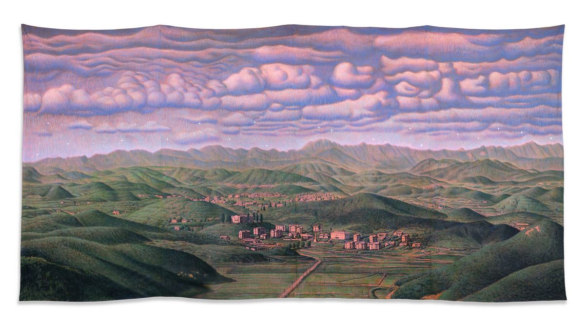 [갤러리현대] 이우성, 잘 지내고 계신가요 저는 여기에서 잘 지내고 있습니다, 2021, 천 위에 아크릴릭 과슈, 아크릴릭, 200 x 410 cm