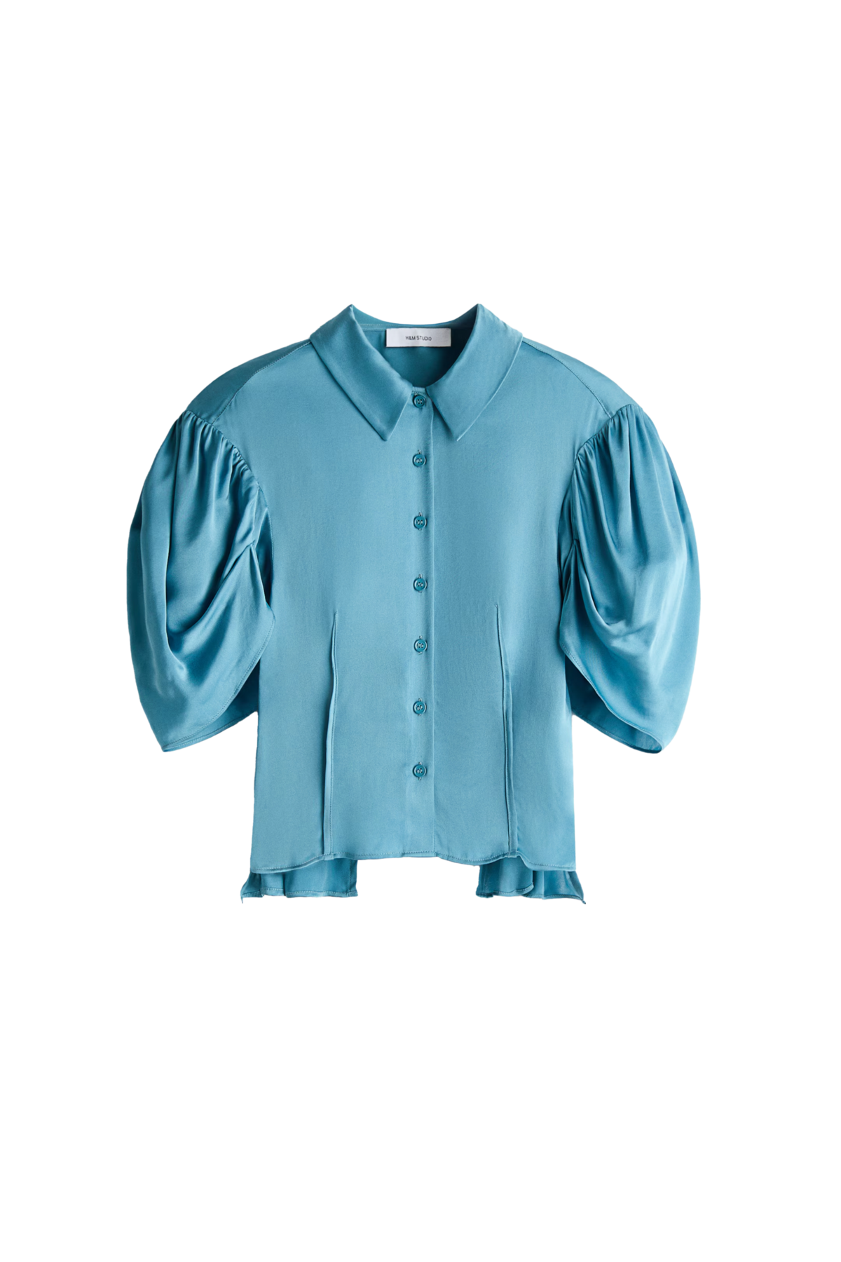 퍼프 슬리브 새틴 블라우스