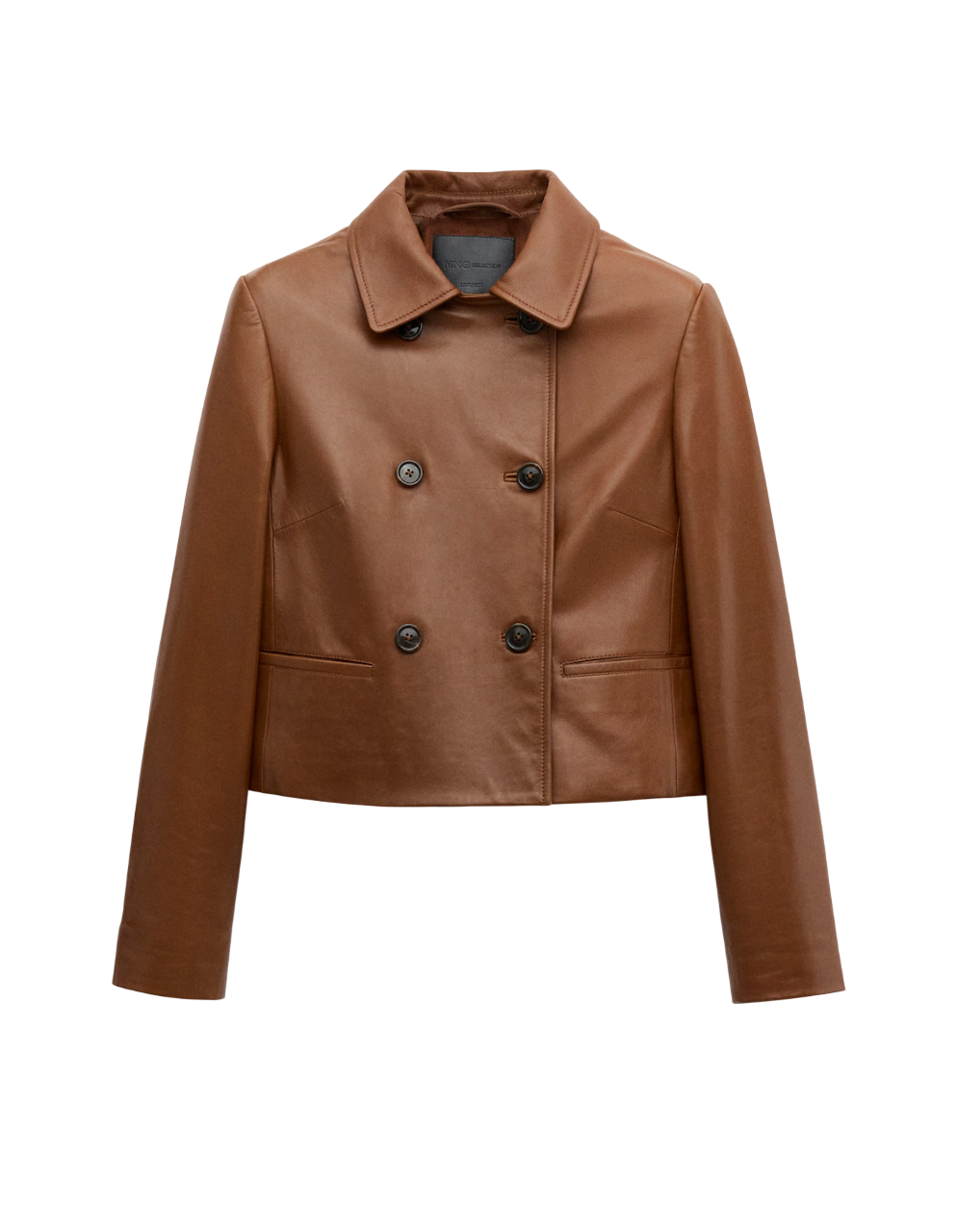 더블 브레스트 가죽 재킷