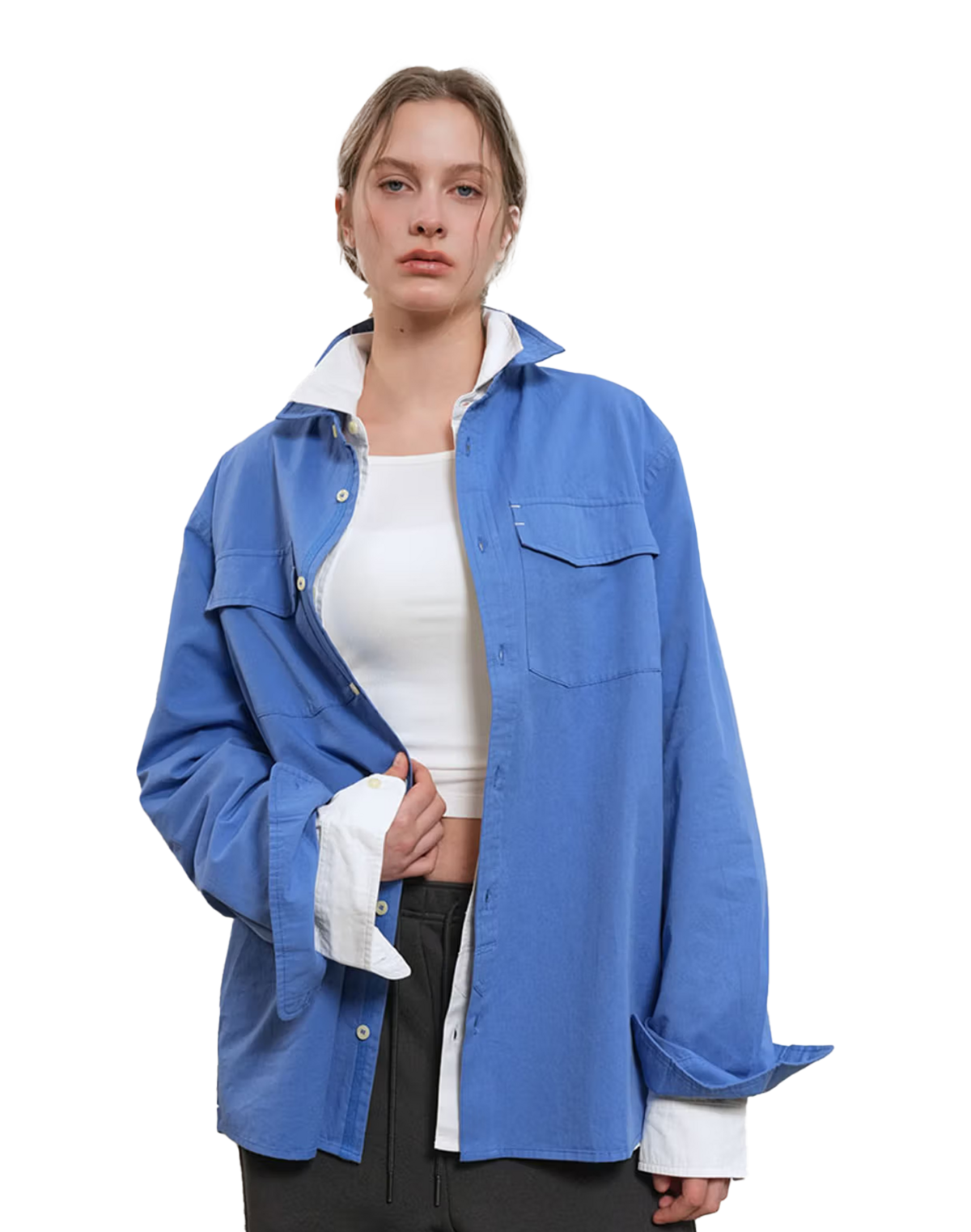 워시드 더블 포켓 셔츠