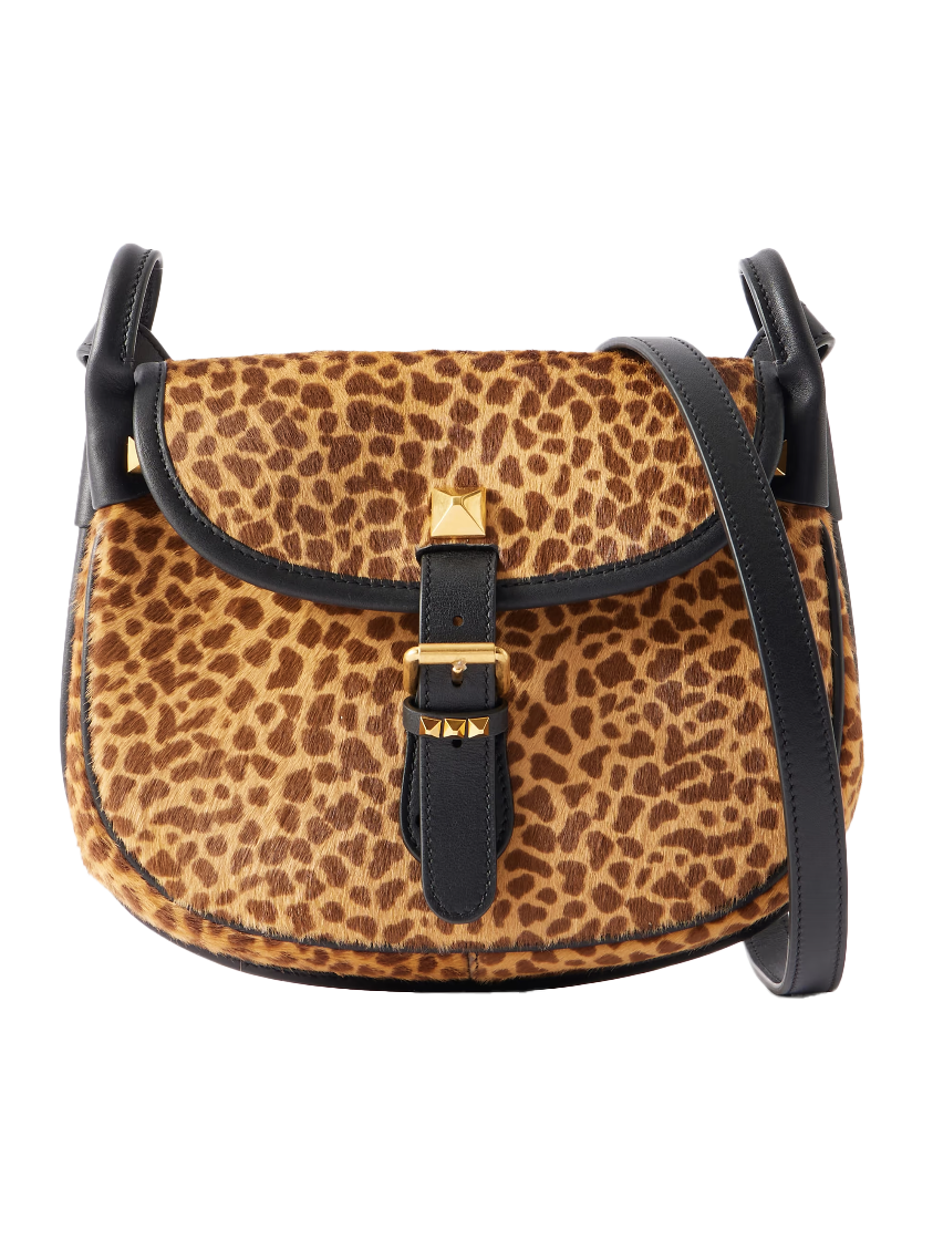 플라뇌르 스몰 스터드 레오파드 숄더백