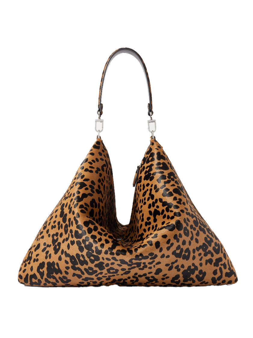 베벨 라지 레오파드 송치 토트 백