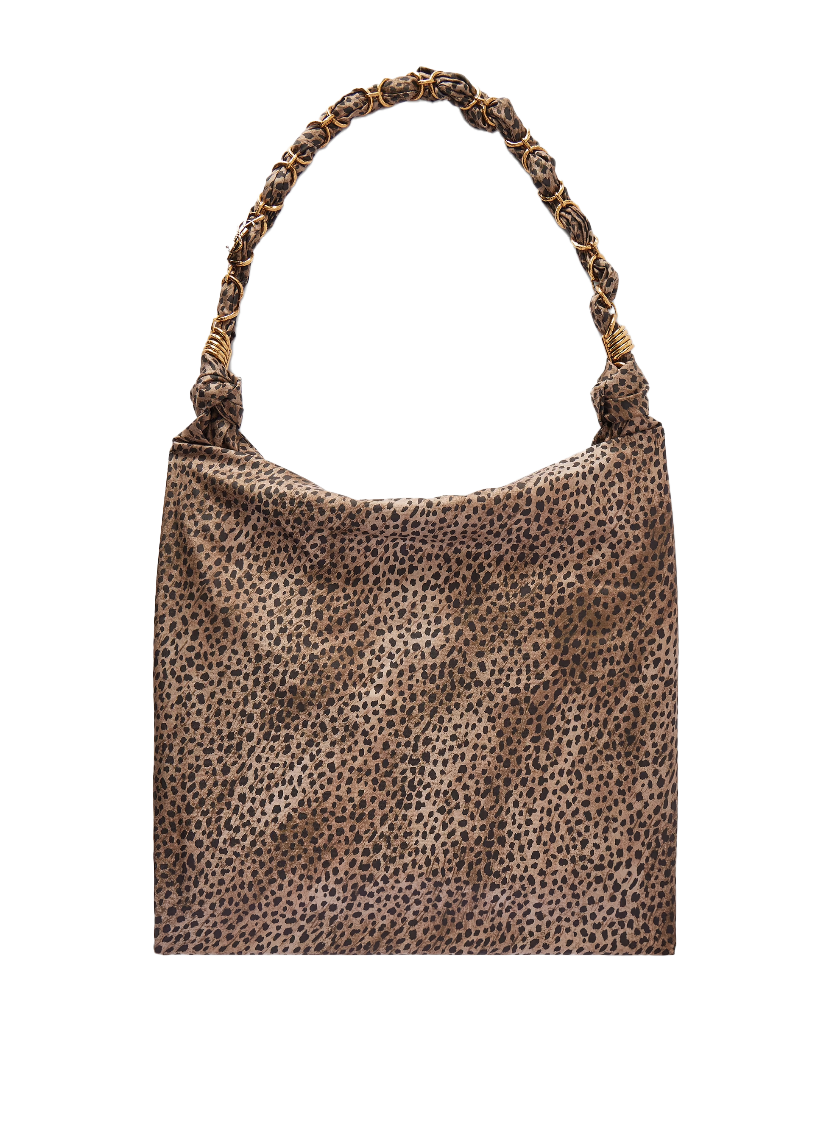 아말리아 레오파드 실크 새틴 숄더 백