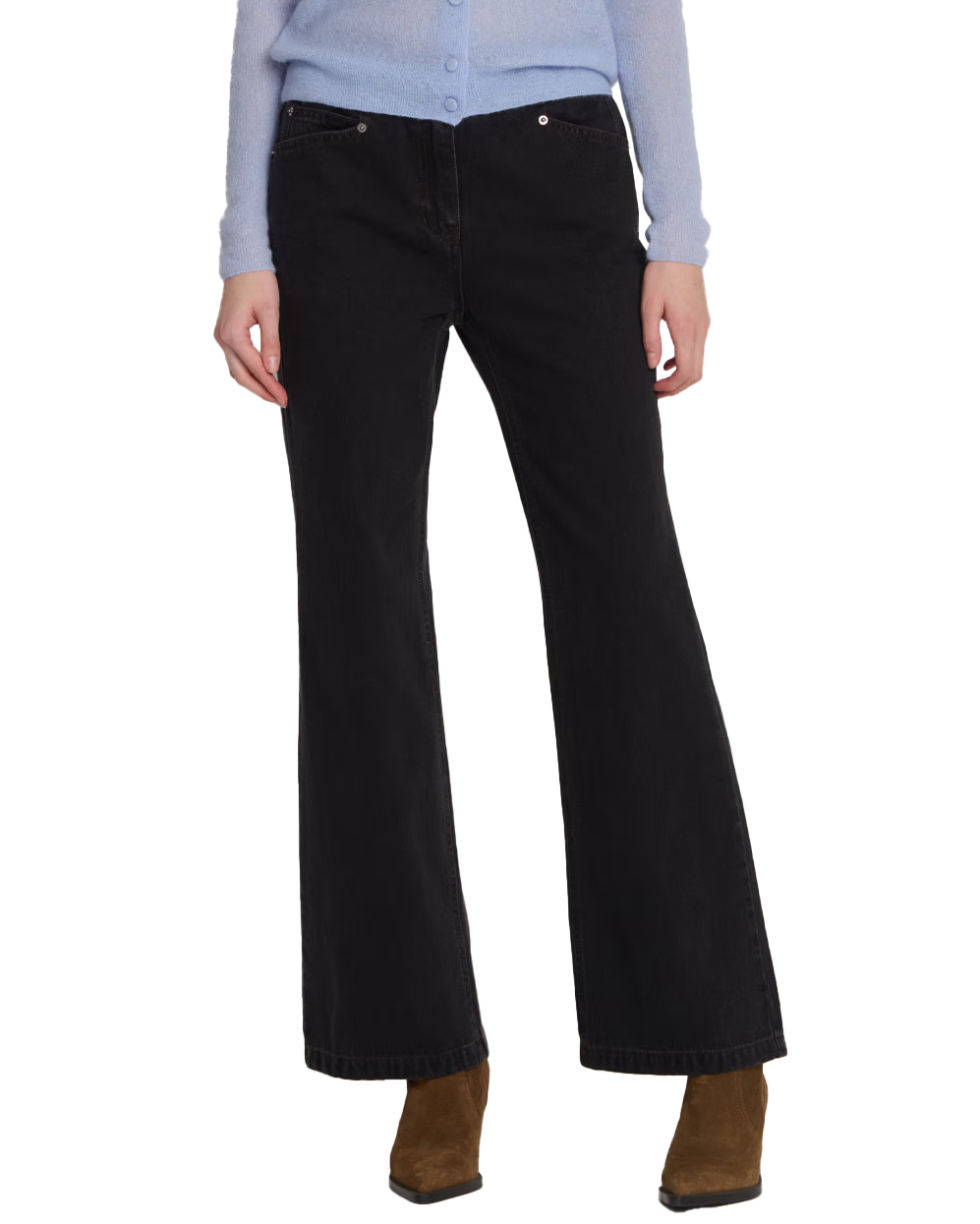 다크그레이 워싱 세미부츠컷 데님