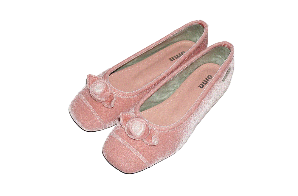 로즈 벨벳 플랫 슈즈