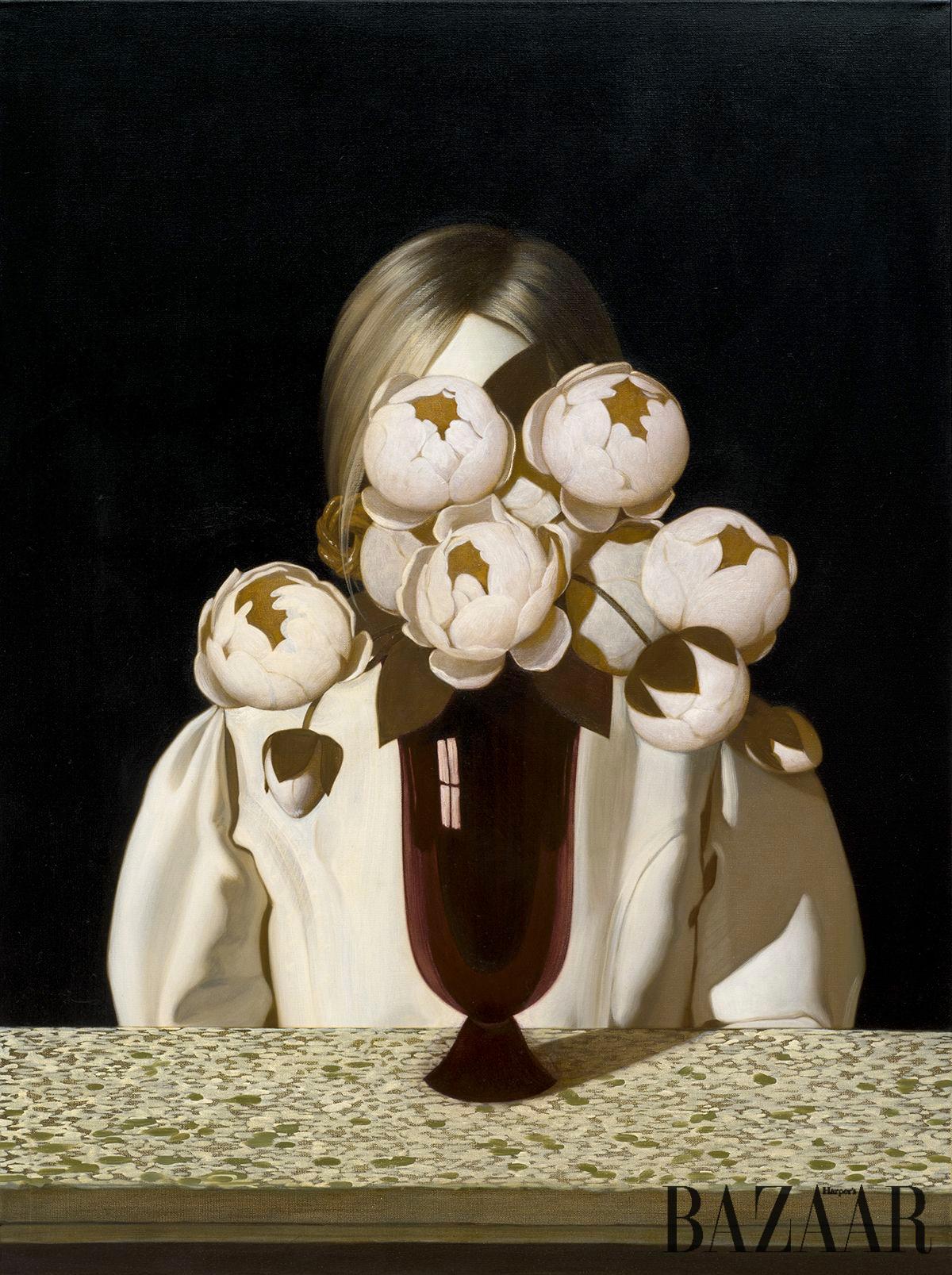 Anna Weyant, <Girl in Window>, 2024, Oil on Canvas, 121.9x91.4cm © Anna Weyant, Courtesy Gagosian.