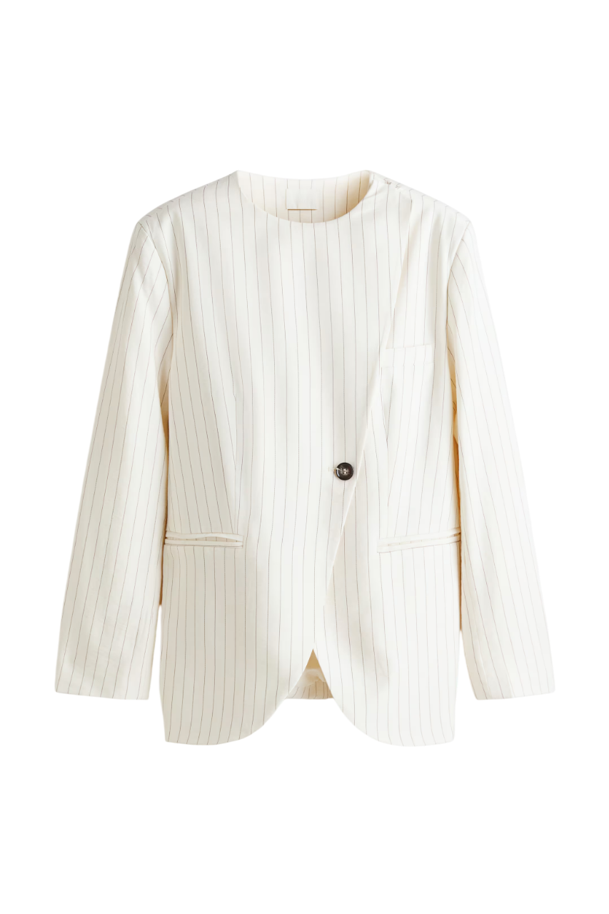 싱글 브레스티드 랩스타일 재킷