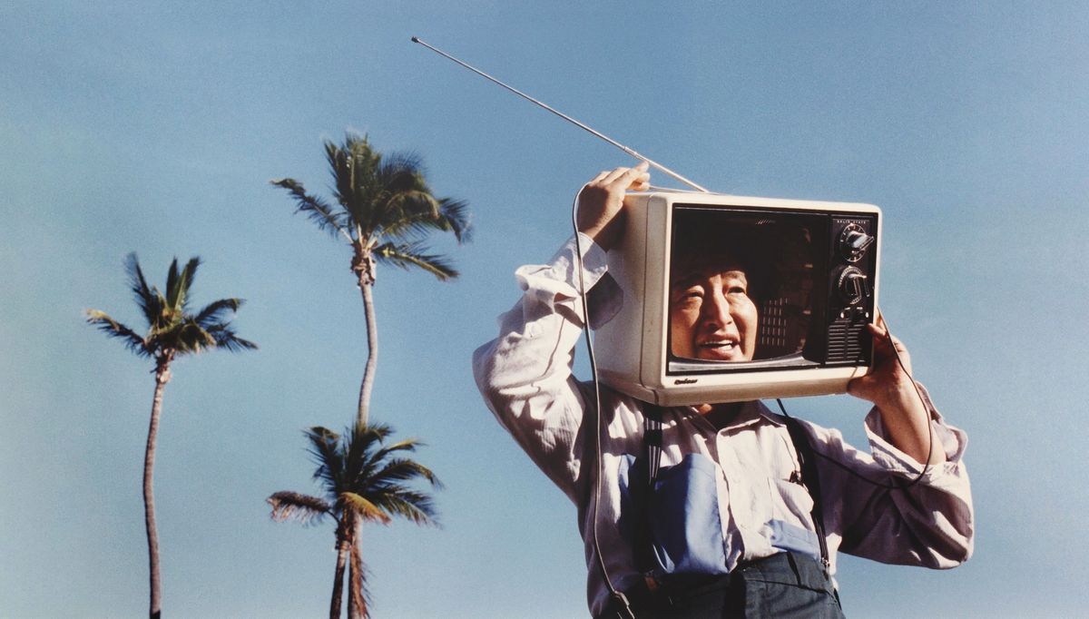 Nam June Paik in Miami Beach, Miami, 1990 Artwork © Nam June Paik Estate Photo: © 1990 Brian Smith Courtesy Gagosian 