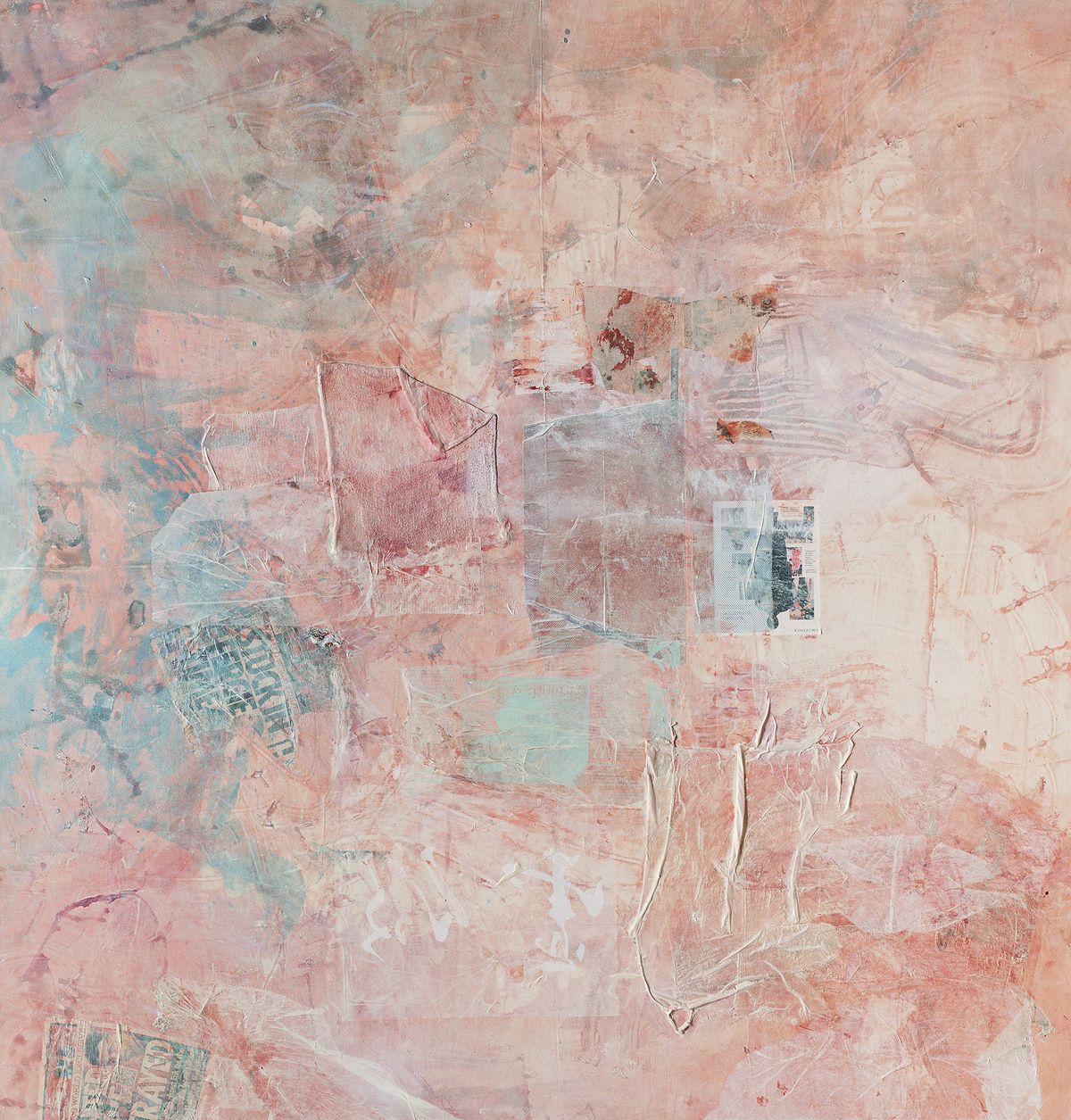 화이트 그라운드 (배신당한)_White Grounds (Betrayed)_2023_Acrylic on canvas with collaged studio debris_235 x 225 x 4.5 cm