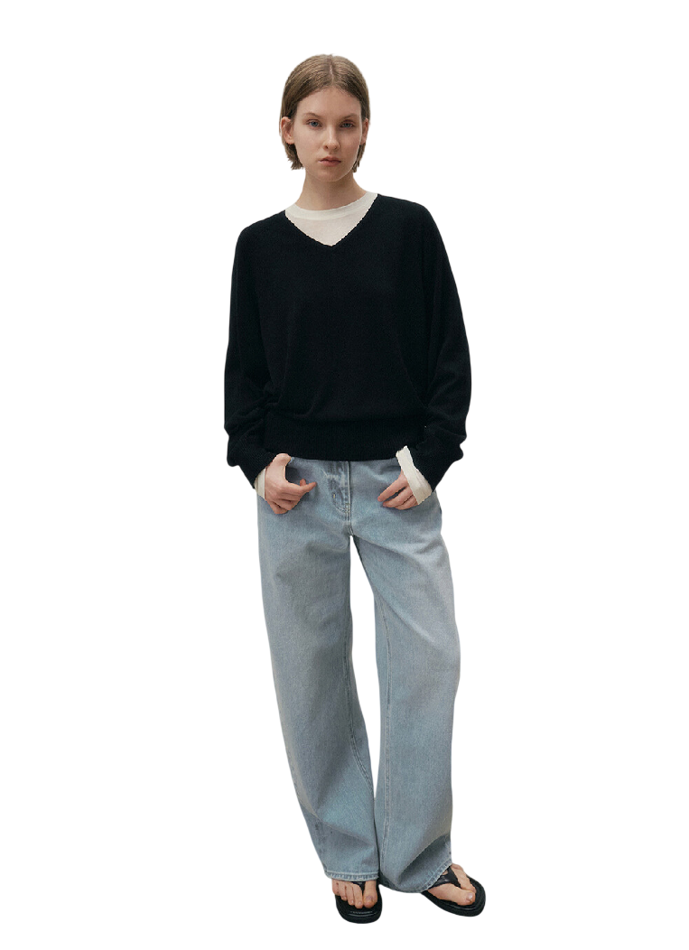 섬머 울 브이넥 니트
