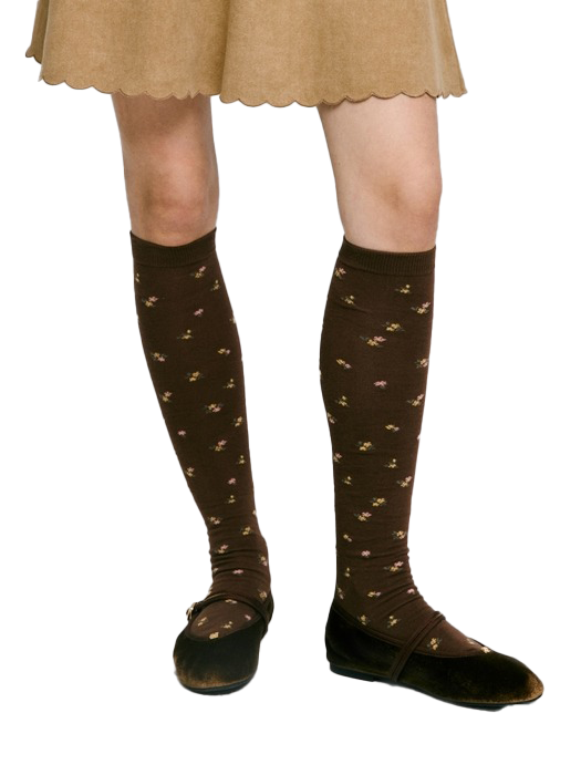 플라워 패턴 니 삭스