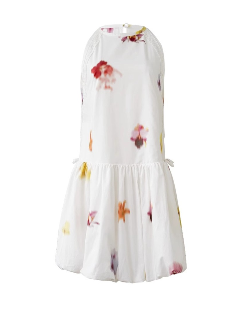 Smudge halter neck balloon dress