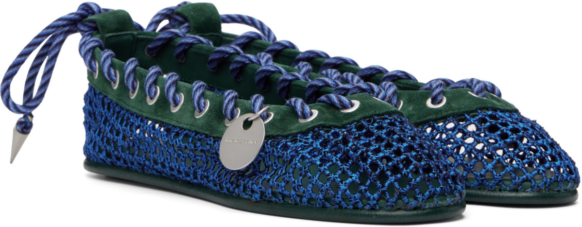 Blue Reticella Ballerina Flats