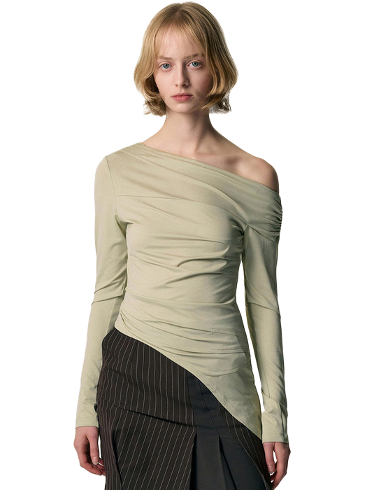One Shoulder Draped Jersey Top