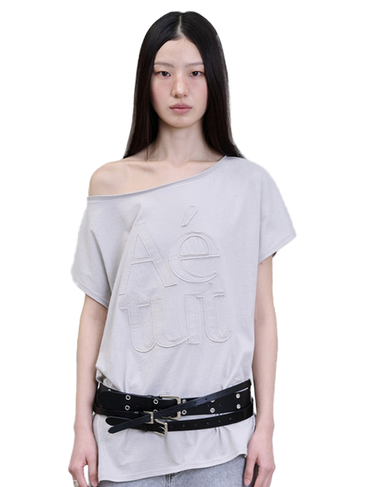 One-Shoulder Logo Patch T-Shirt