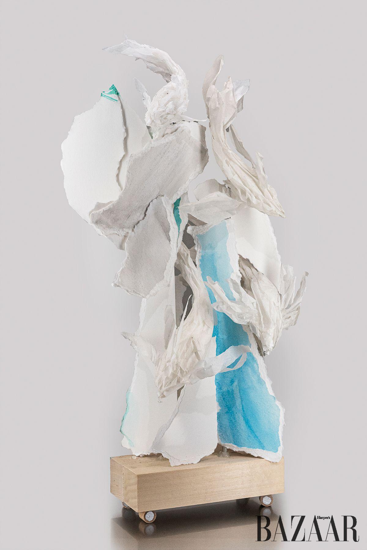 <Formica Fish Lamp>, Sketch Model, 2021, Wood, painted paper, Courtesy of Frank O. Gehry & Gehry Design, LLC.