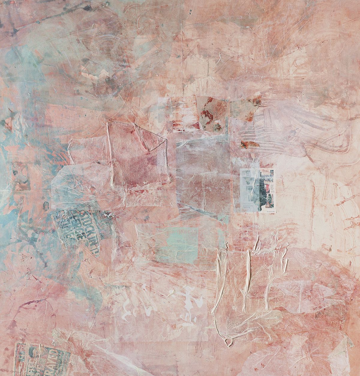 Mandy El-Sayegh, <화이트 그라운드 (배신당한)>, 2023, Acrylic on canvas with collaged studio debris, 235x225x4.5cm.