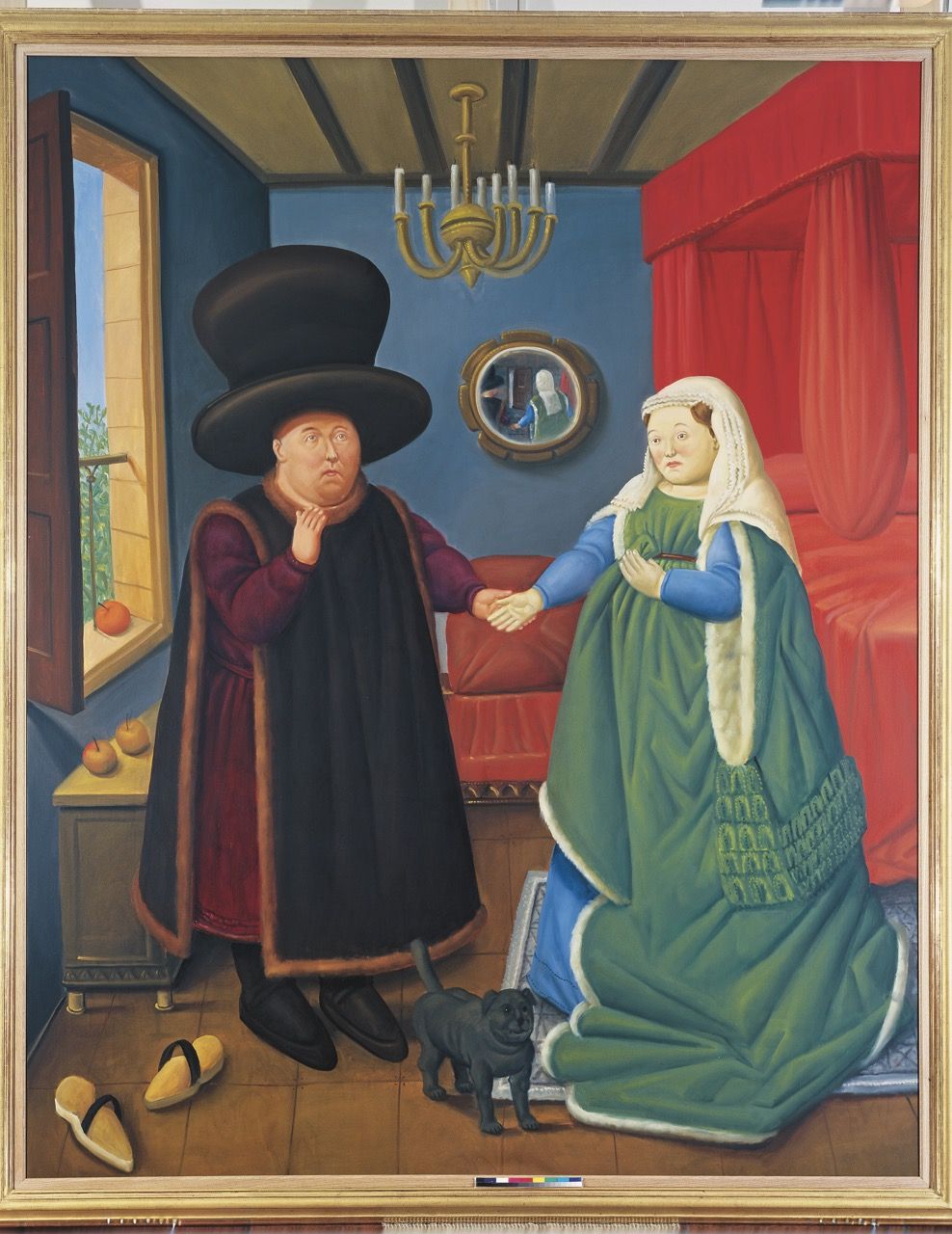 아르놀피니 부부의 초상, 얀 반 에이크를 따라 The Arnolfini After Van Eyck, 2006, 캔버스에 유채, 205 X 165 츠, ⓒ Fernando Botero Foundation