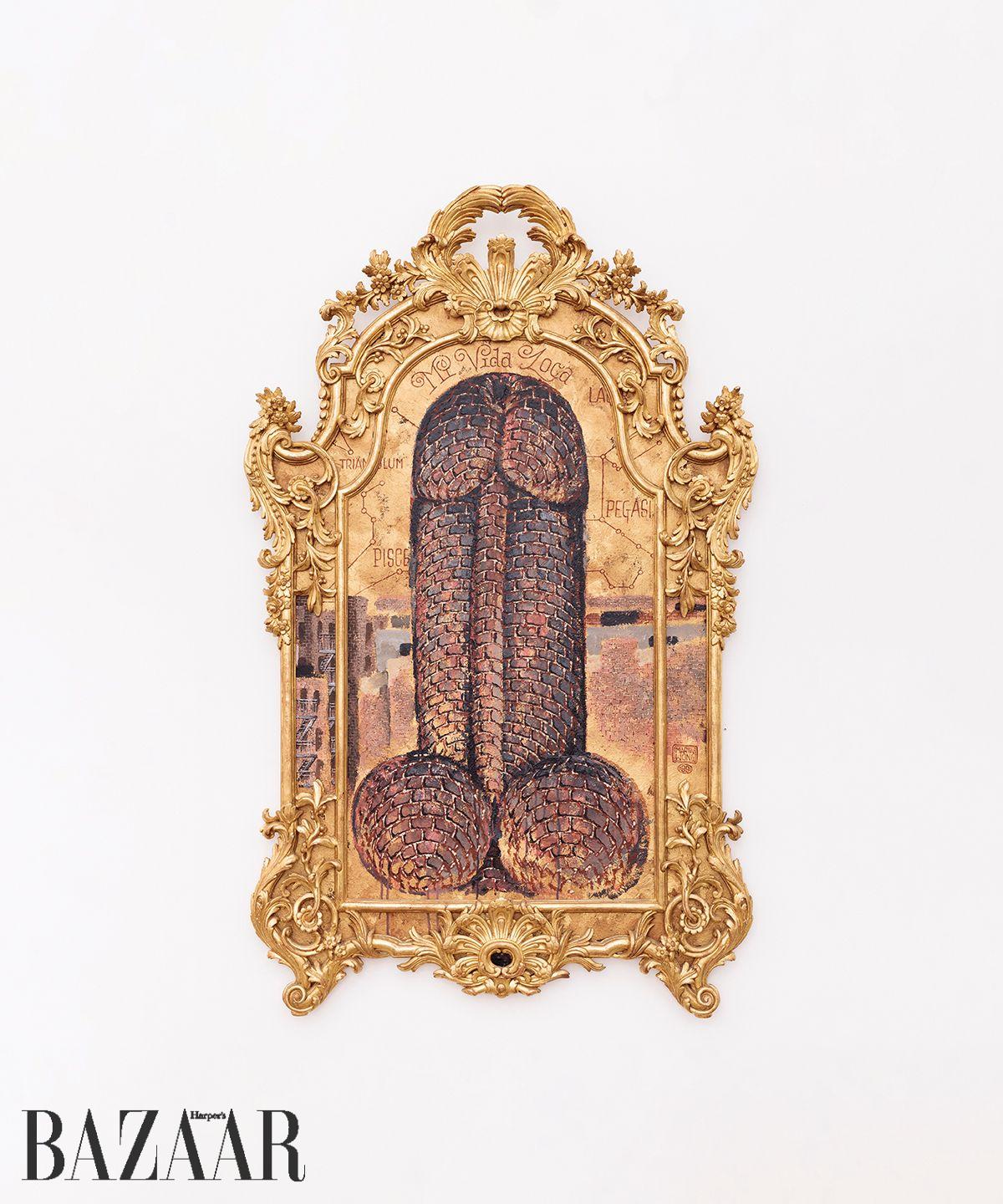 마틴 웡, <미 비다 로카>, 1991, 캔버스에 아크릴, 앤티크 프레임 포함, 207x120x8.5cm.