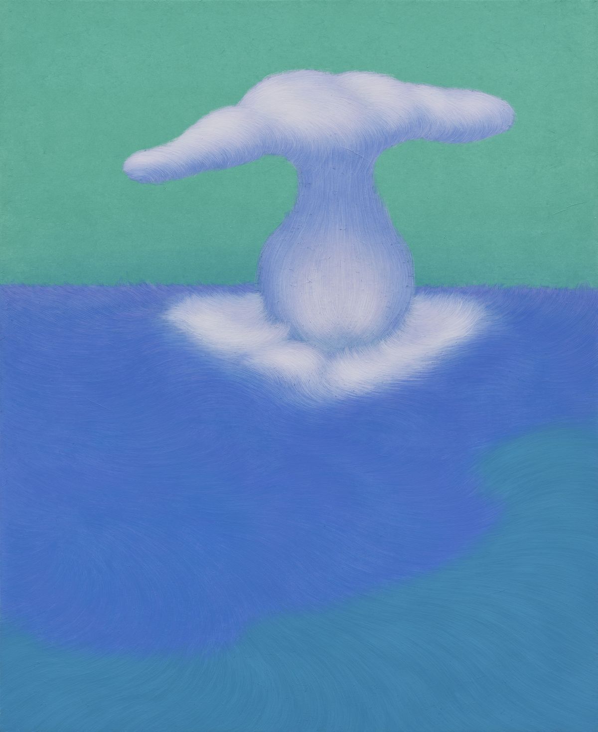 정유미 Yumi Chung, 구름 우산이 되어 Becoming a Cloud Umbrella, 2026, 장지에 동양화물감 채색 Traditional color paint on Korean traditional paper (Jangji), 65 x 53 cm 
