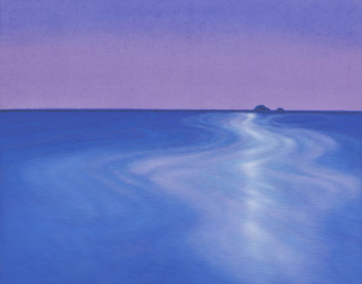 정유미 Yumi Chung, 고요한 새벽 Serene Dawn, 2026, 장지에 과슈, 먹, Gouache and ink on Korean traditional paper (Jangji), 91 x 116 cm
