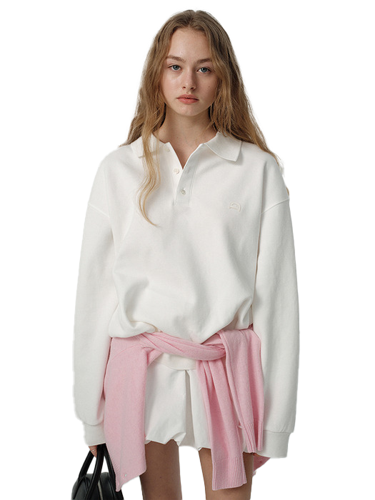 유니섹스 레더 로고 칼라 티셔츠