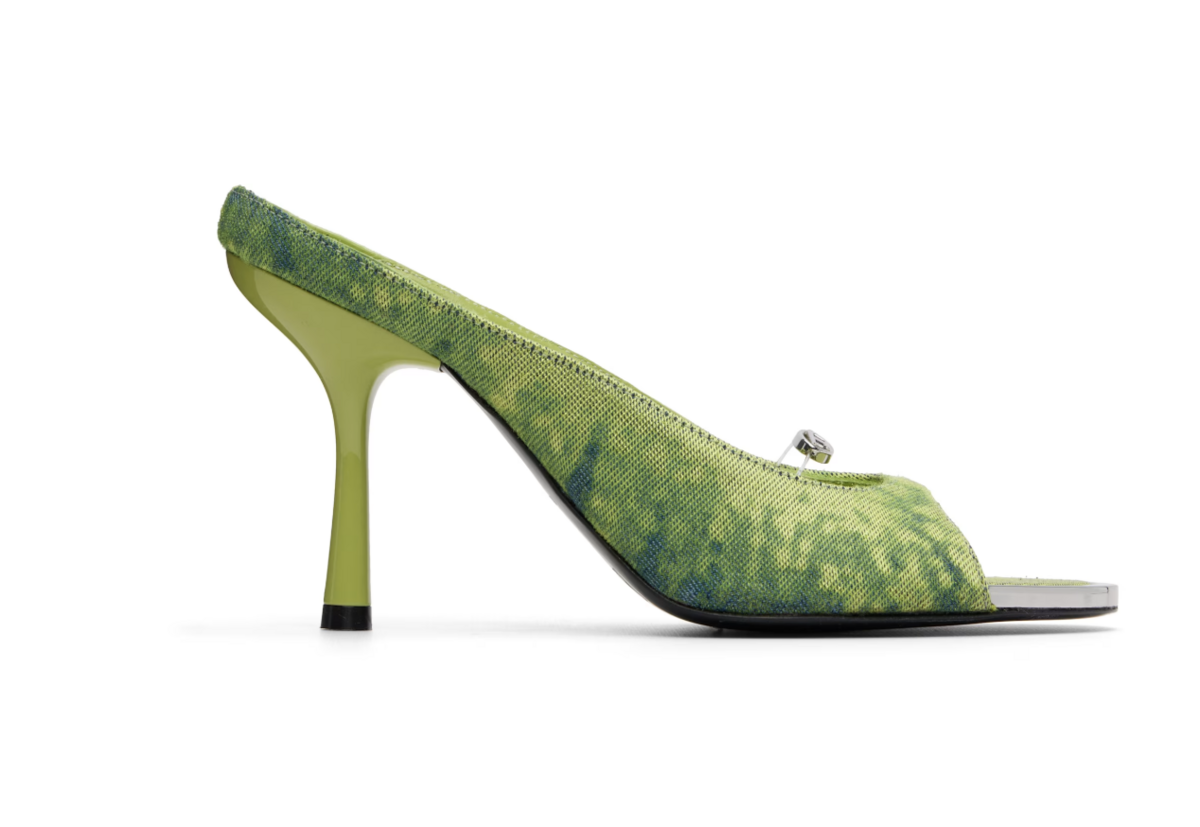 Green D-Diam's-High Denim Mule Heeled Sandals