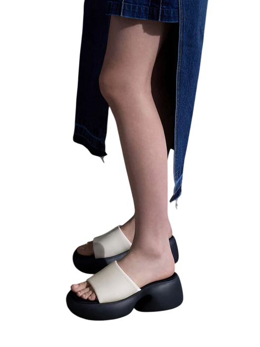 박시 실크 플랫폼 뮬