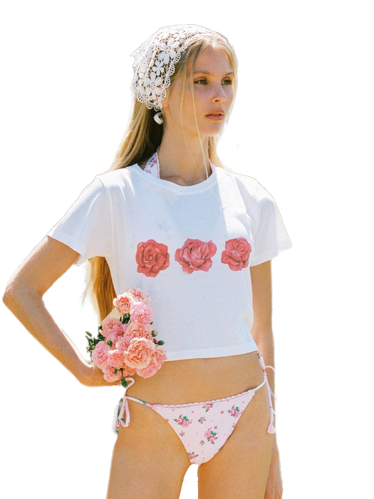 SNOW ROSE CROP TEE
