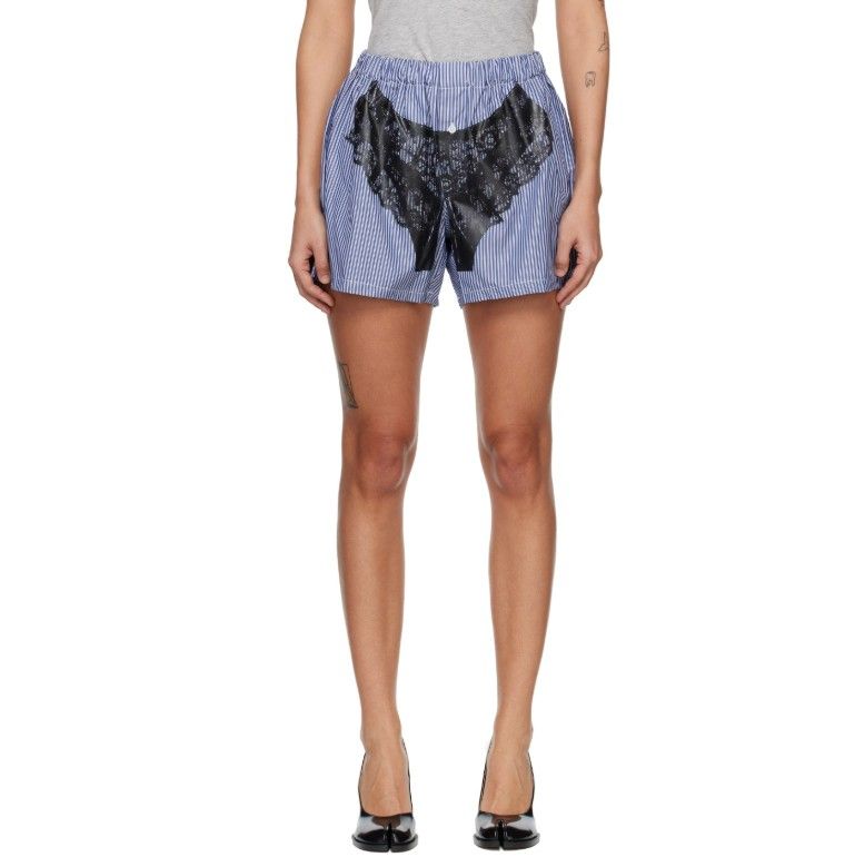Blue Striped Trompe L'Oeil Boxer Shorts