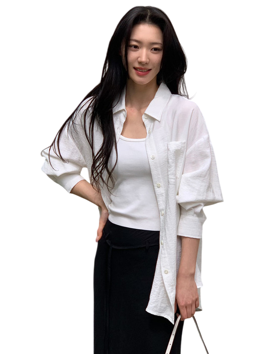 오버핏 라운지 실키 셔츠