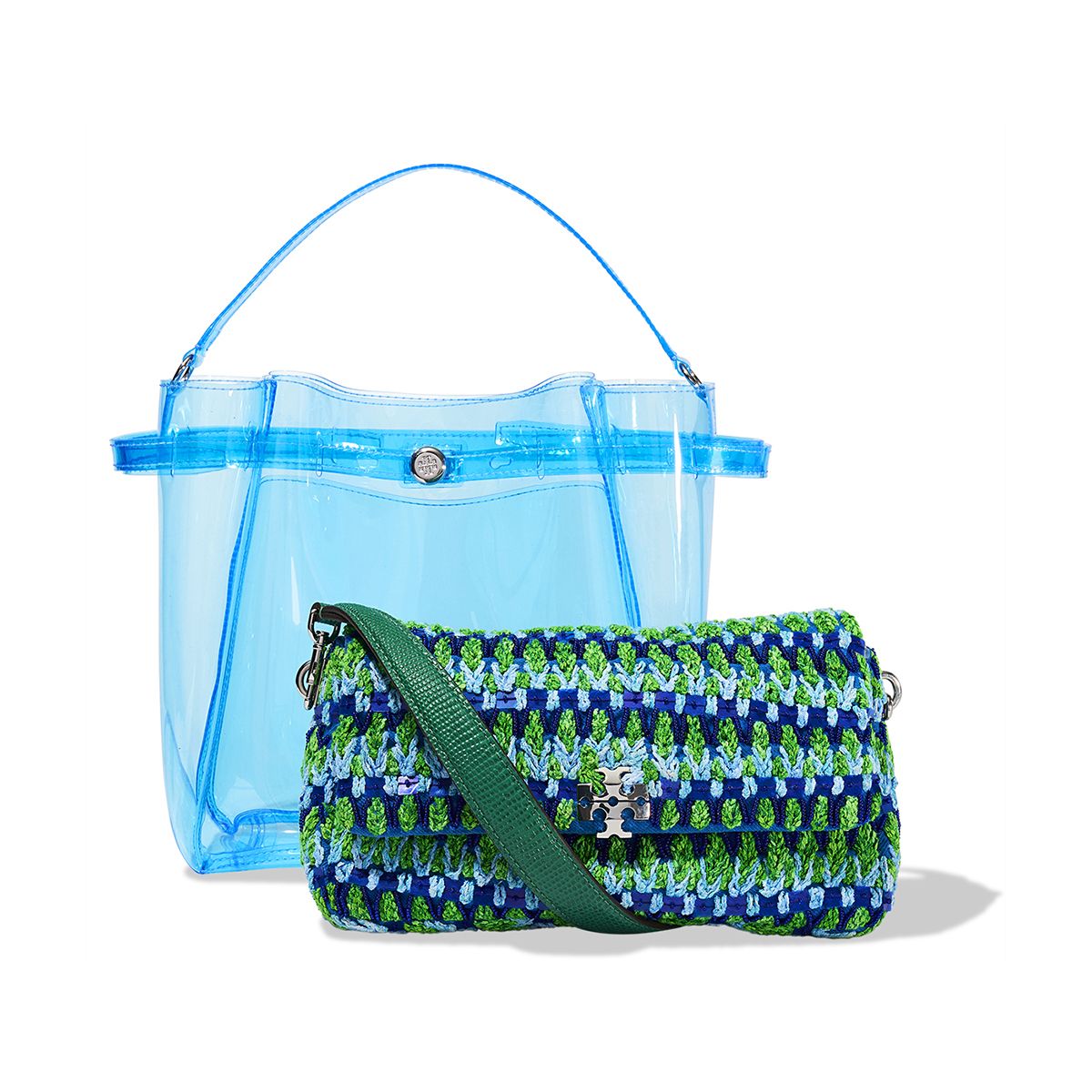 PVC 소재 버킷 백, 비즈 장식 백은 Tory Burch. 