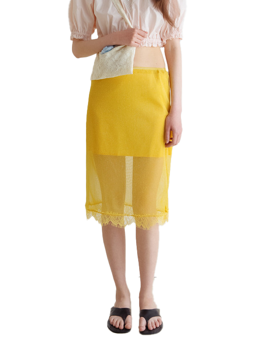 파베 글리터 레이어드 시어 스커트