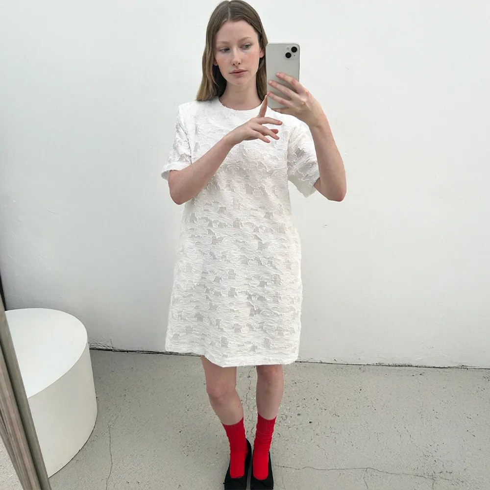 Flower-jacqaurd Mini Dress
