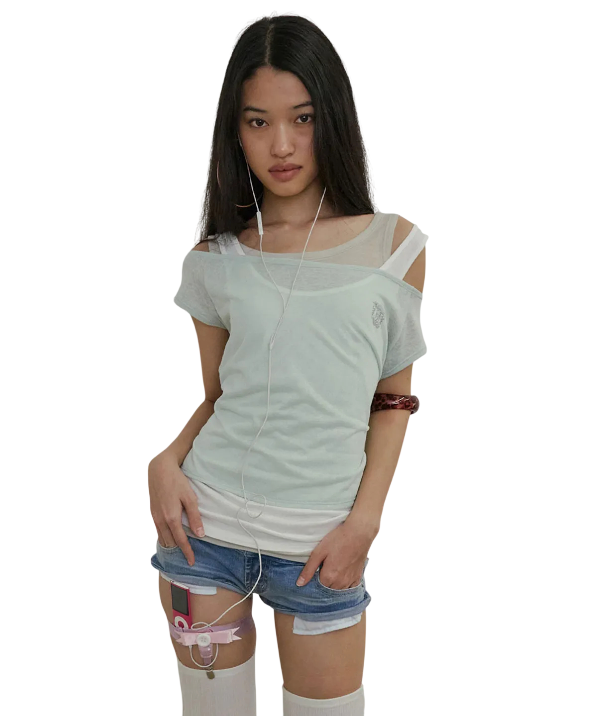 레이지 슬리브리스 레이어드 티