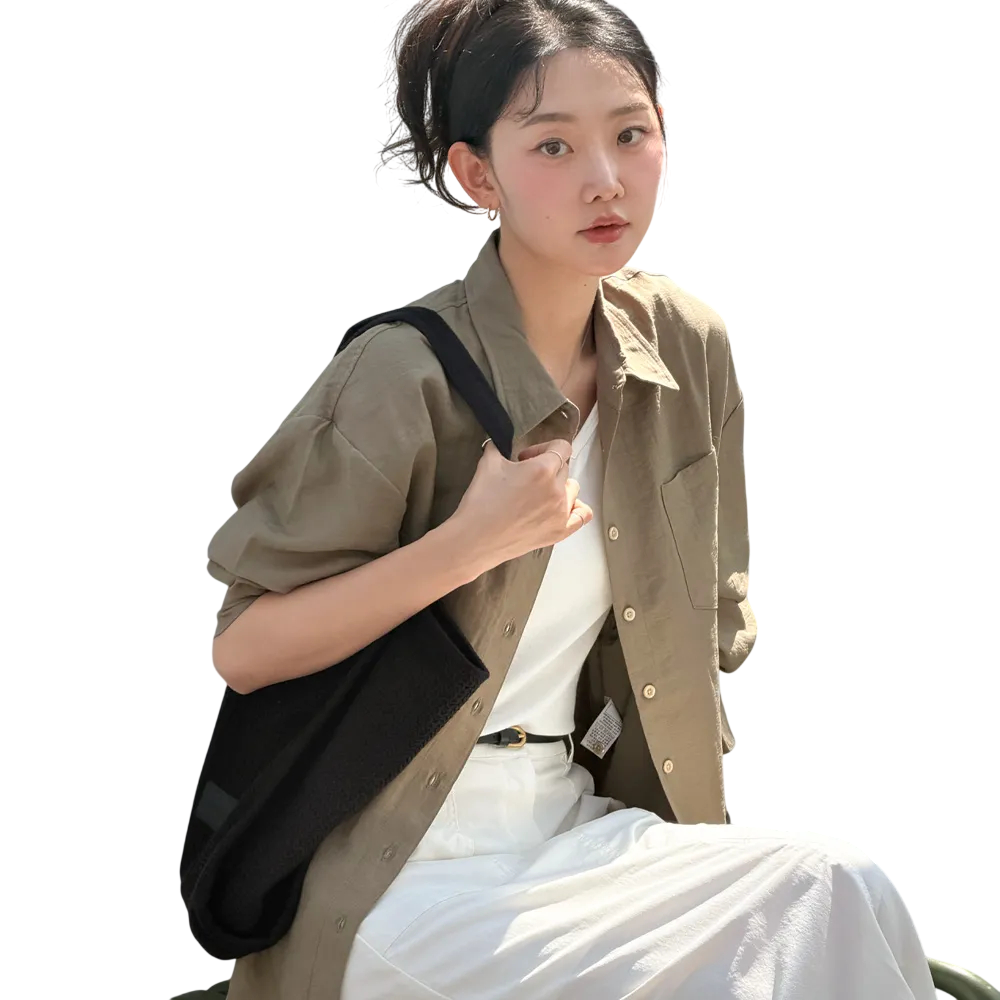 오버핏 라운지 실키 셔츠