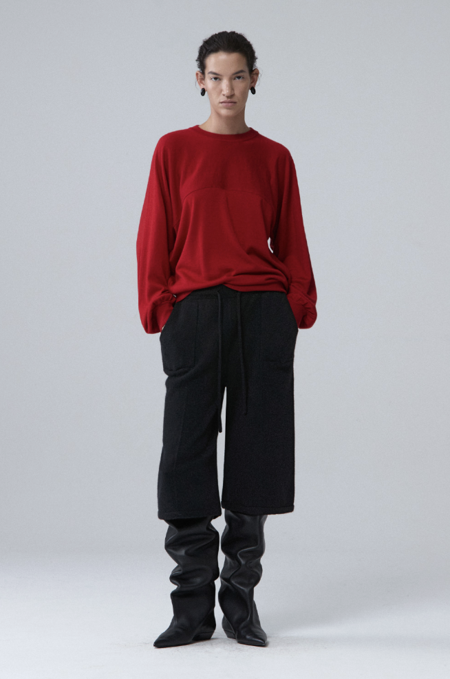 Wool silk cashmere oversized crewneck pullover