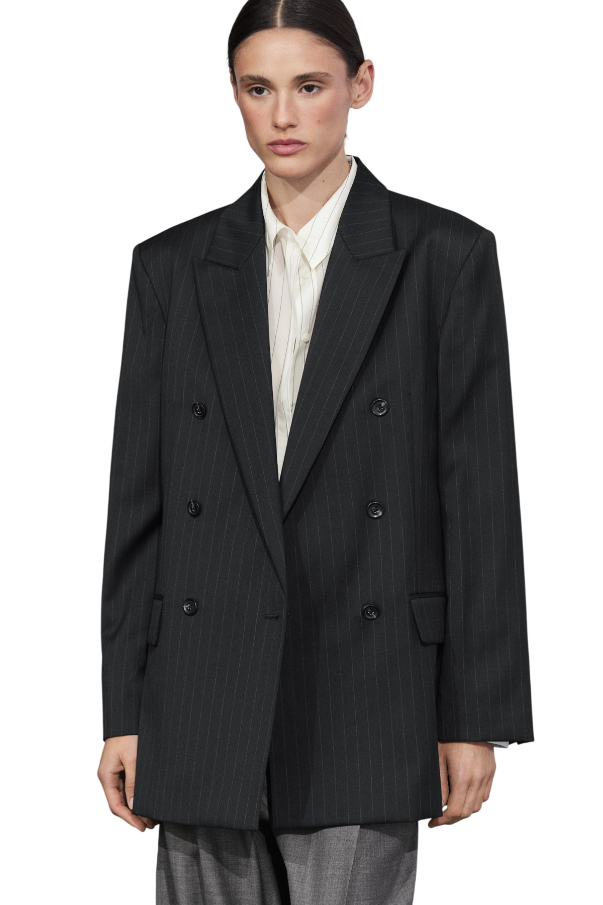 100% 울 핀스트라이프 수트 블레이저