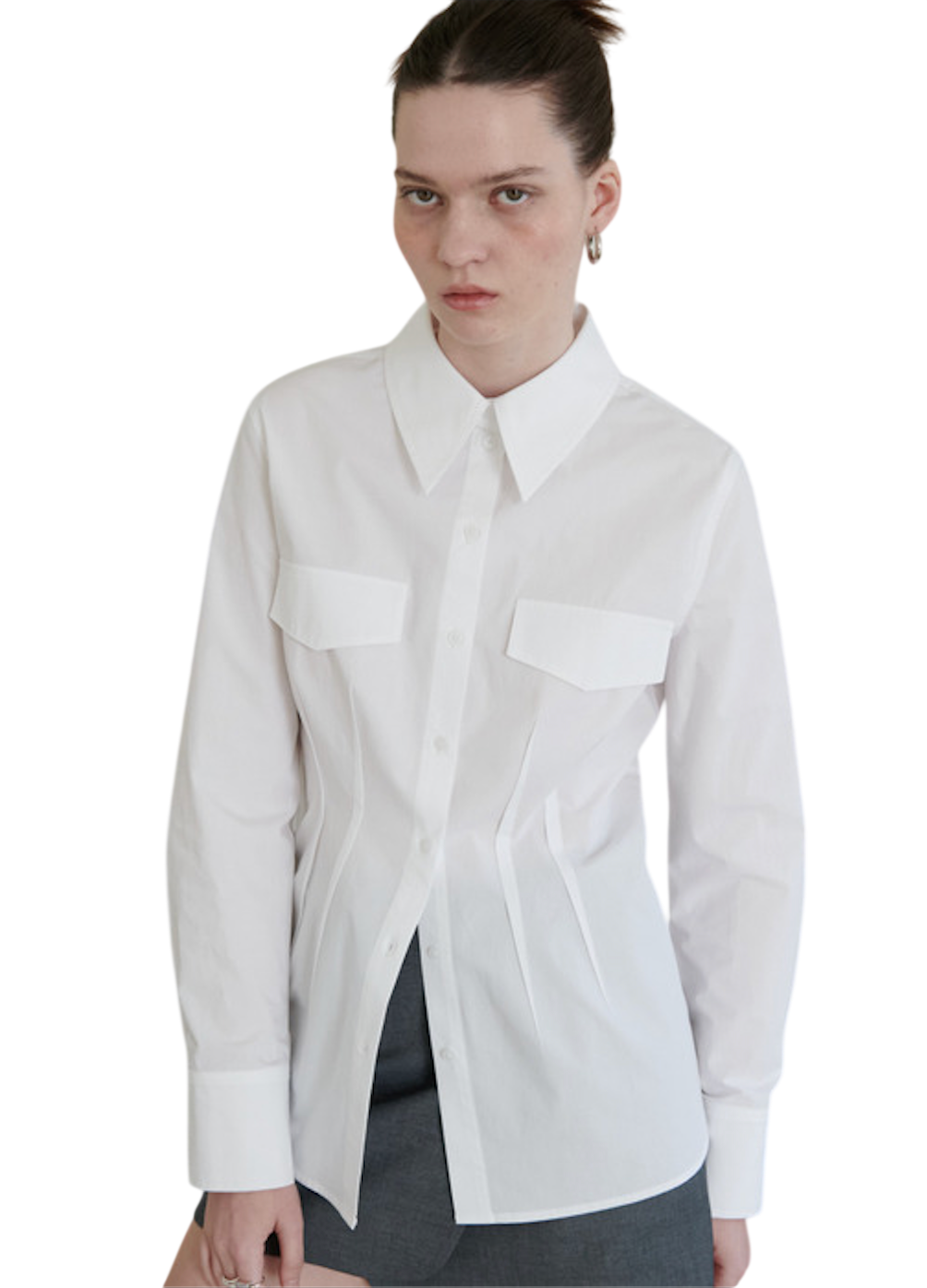 OUT SEAM DETAIL SLIM SHIRTS_WHITE