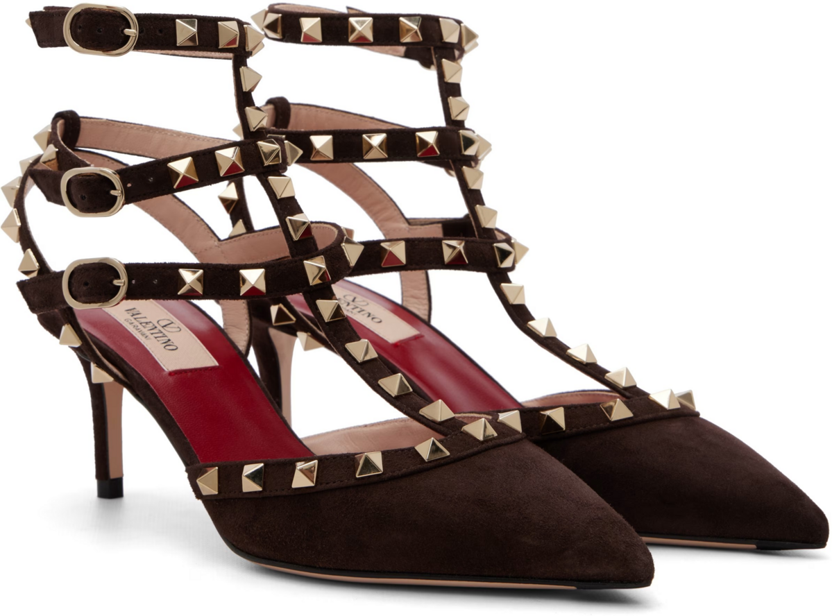 Brown Rockstud Heels