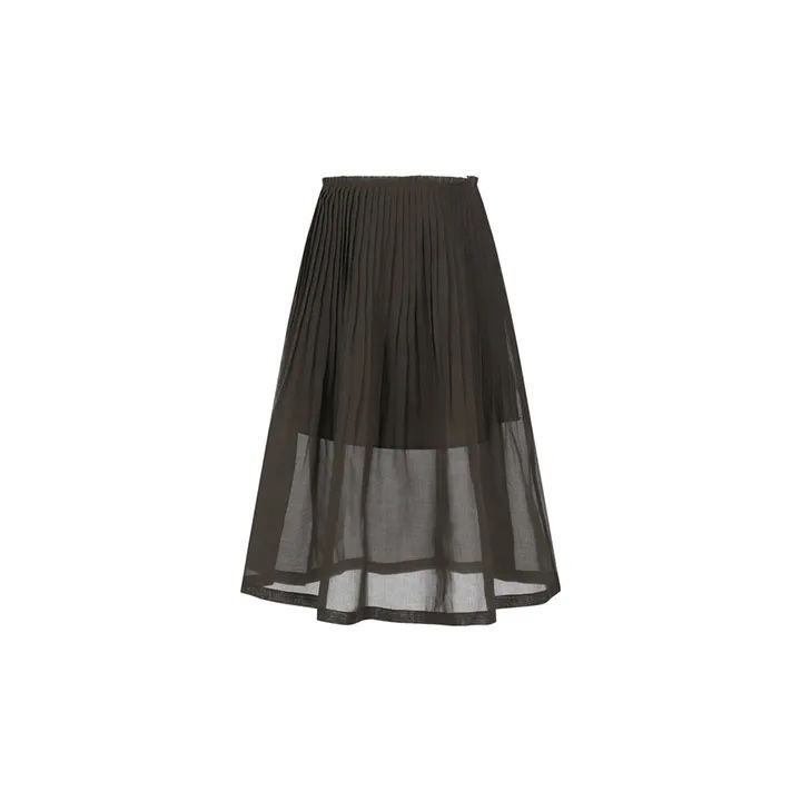 Pleated Midi Skirt, Brown