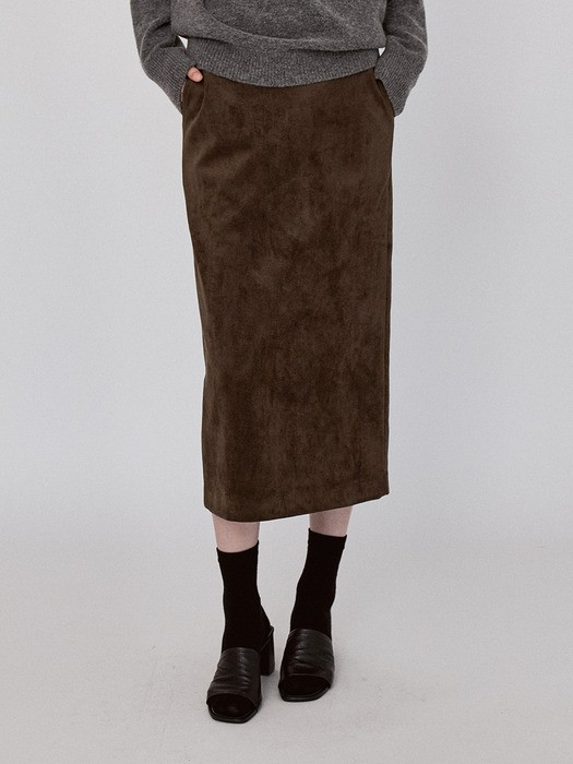 Basic Suede Long Skirt