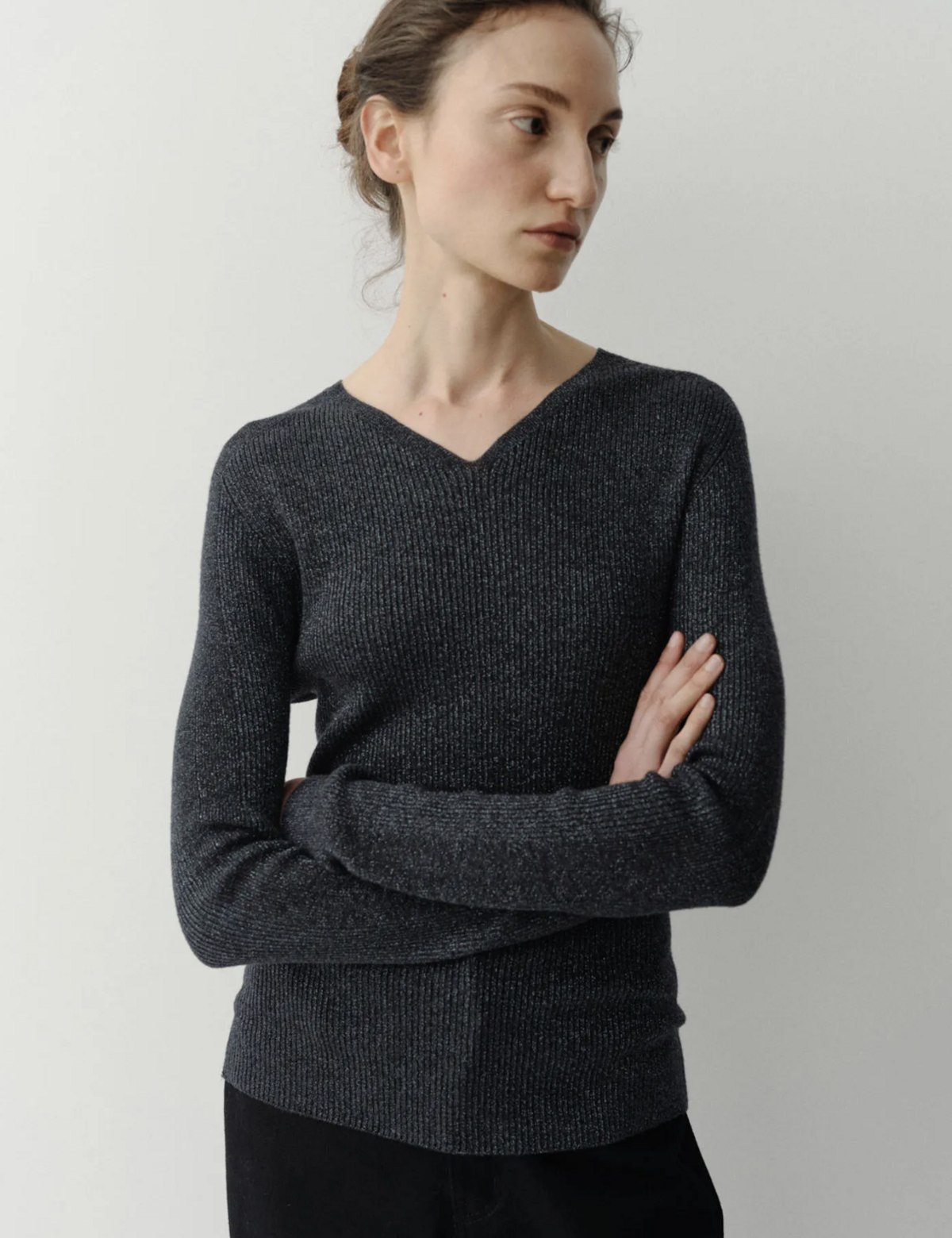 LUREX V NECK KNIT TOP