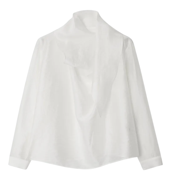 Inez Set-up Sheer Tie Blouse