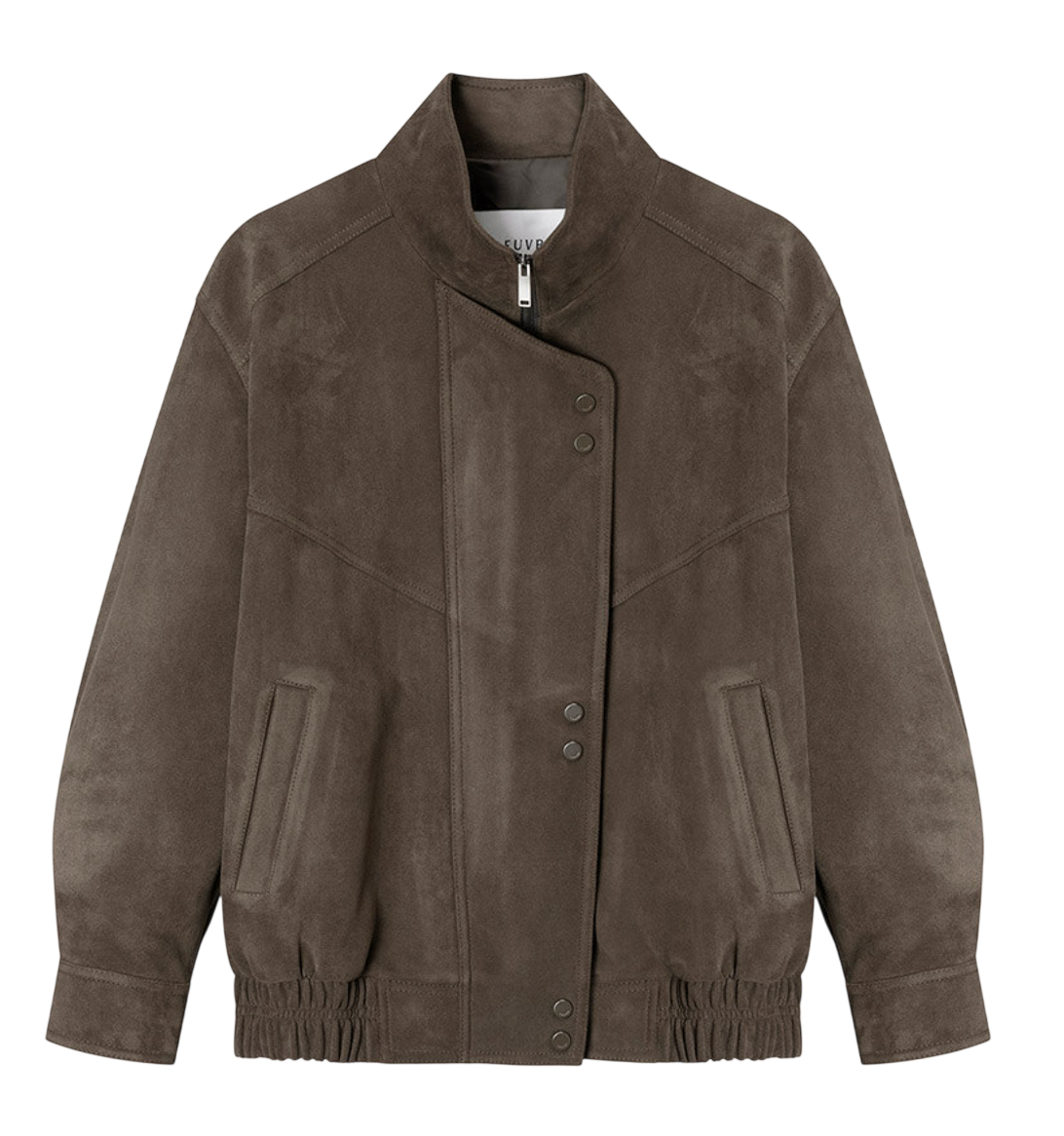 Asymmetric Placket Faux Suede Jacket