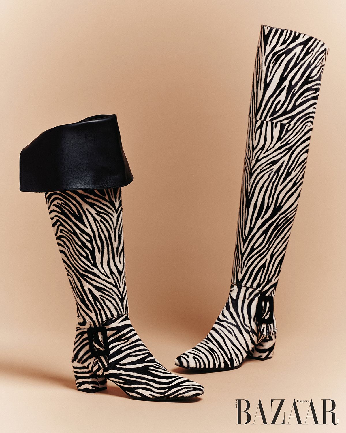 지브러 패턴 사이하이 부츠는 Roger Vivier.