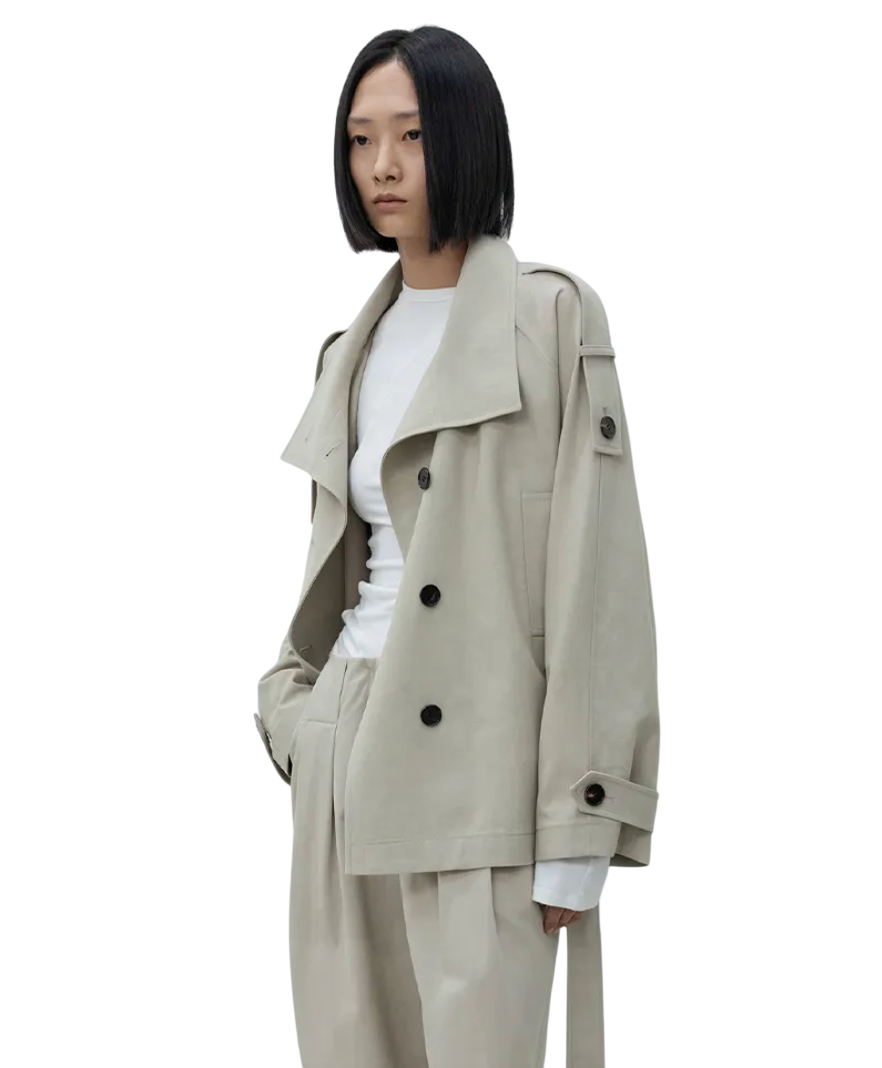 LOW-WAISTED WASHED COTTON HALF JACKET_BEIGE