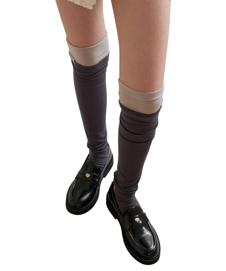 Layered Open-Toe Knee Socks